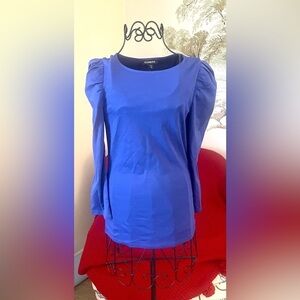BNWT Express Puff Shoulder Top XS Cornflower Blue​​
